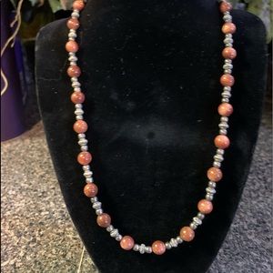 Handcrafted Necklace Acrylic Beads Silver